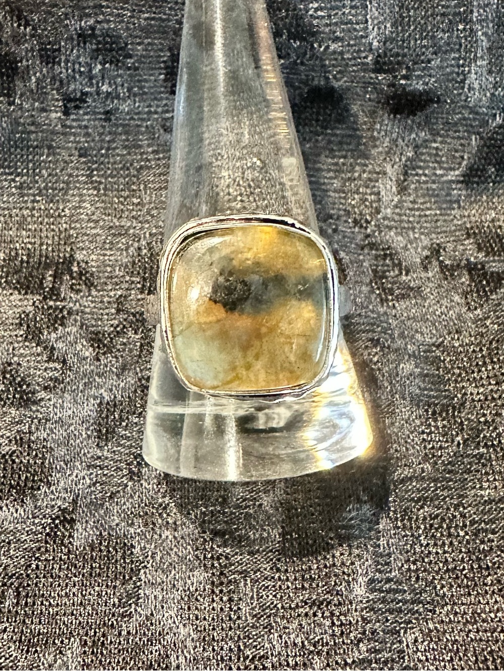 Square Labradorite Silver Statement Ring